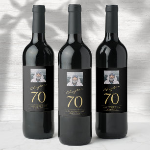 Étiquette Pour Bouteilles De Vin 70e anniversaire Black Gold Photo