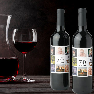 Étiquette Pour Bouteilles De Vin 70e anniversaire fête photo collage homme homme