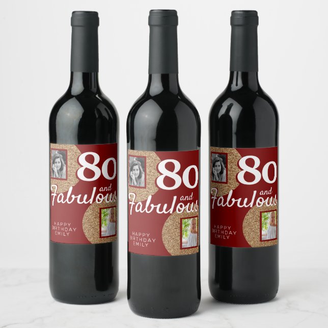 Étiquette Pour Bouteilles De Vin 80 et Fabulous Gold Parties scintillant 2 Photo 80 (Bouteilles)