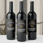 Étiquette Pour Bouteilles De Vin 80e Anniversaire Black Gold Legendary Funny Wine L<br><div class="desc">Un étiquette de bouteille de vin élégant et personnalisé qui est facile à customiser pour cette occasion spéciale anniversaire.</div>