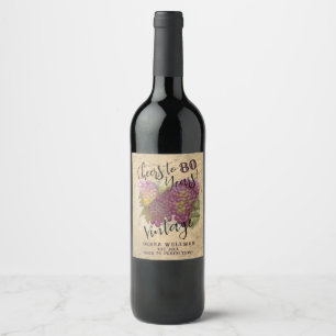 Étiquette Pour Bouteilles De Vin 80e anniversaire Cheers à 80 ans Vintage Personnal