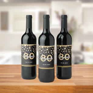 Étiquette Pour Bouteilles De Vin 80e anniversaire de parties scintillant diamants d