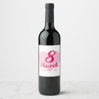 Étiquette Pour Bouteilles De Vin 8 mars Journée des femmes au coeur rose