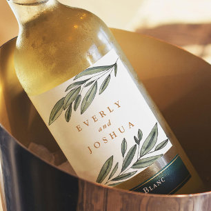 Étiquette Pour Bouteilles De Vin À feuillage persistant romantique