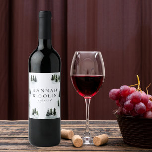 Étiquette Pour Bouteilles De Vin À feuillage persistant Verre de Montagne Blanc Ver