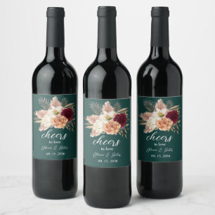 Étiquette Pour Bouteilles De Vin À l'amour Étiquette de mariage émeraude