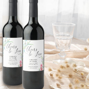 Étiquette Pour Bouteilles De Vin À l'amour Prairie de fleurs sauvages pastel Mariag