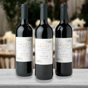 Étiquette Pour Bouteilles De Vin À Mr et Mme Chic Greenery Wedding