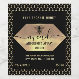 Étiquette Pour Bouteilles De Vin Abeille de miel moderne peigne