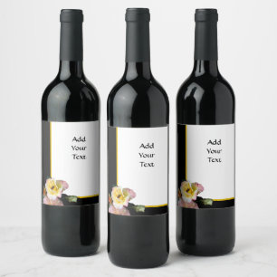 Étiquette Pour Bouteilles De Vin Abeille sur roses rose jaune Fleurs
