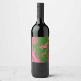 Étiquette Pour Bouteilles De Vin Abigail 3 Rose Clair Vert Abstrait Bouteille de Vi
