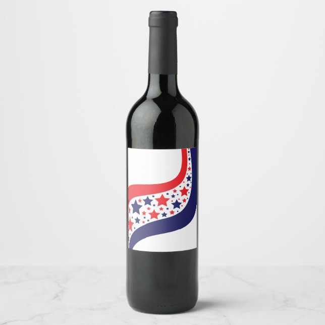 Étiquette Pour Bouteilles De Vin Abstrait Patriotique Ondulé (Devant)