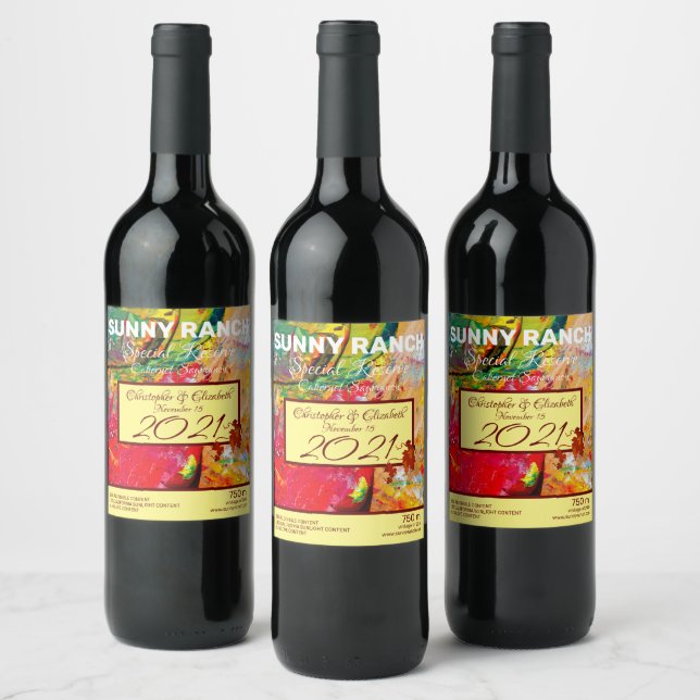 Étiquette Pour Bouteilles De Vin Abstraite De Palette Artiste Gaie (Bouteilles)
