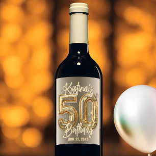 Étiquette Pour Bouteilles De Vin Accents or et diamant 50e anniversaire Célébration