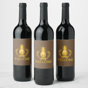 Étiquette Pour Bouteilles De Vin Accueil Ananas fantaisie
