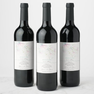 Étiquette Pour Bouteilles De Vin Accueil Mariage rose Magnolia