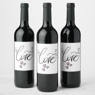 Étiquette Pour Bouteilles De Vin Affection débouchée   Élégant Amour Minimaliste Vi