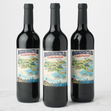Affiche de carte drôle du Massachusetts | Wicked L