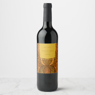 Étiquette Pour Bouteilles De Vin Africain Ankara Orange Floral Vin Étiquette