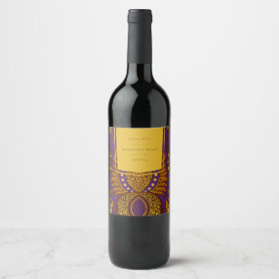Étiquette Pour Bouteilles De Vin Africain Ankara Purple Floral Vin Étiquette