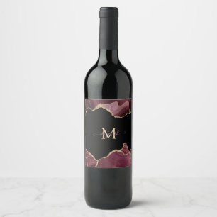 Étiquette Pour Bouteilles De Vin Agate Bourguignonne Pailleté Or Élégant et Élégant