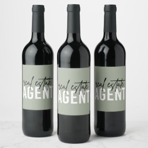 Étiquette Pour Bouteilles De Vin Agent immobilier   Cadeaux pour le concessionnaire