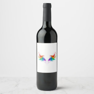 Étiquette Pour Bouteilles De Vin Ailes fluffy arc-en-ciel