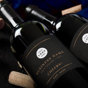 Étiquette Pour Bouteilles De Vin Ajouter votre logo noir or nom de société
