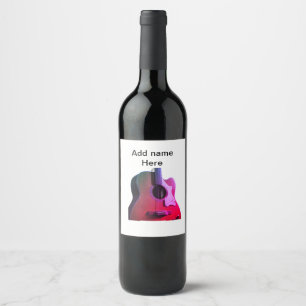 Étiquette Pour Bouteilles De Vin Ajouter votre nom texte brun acoustique guitare éd