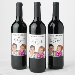 Étiquette Pour Bouteilles De Vin Ajoutez Votre Photo Fête de Fiançailles