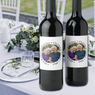 Étiquette Pour Bouteilles De Vin Ajoutez votre propre photo de couple pour le 65e a