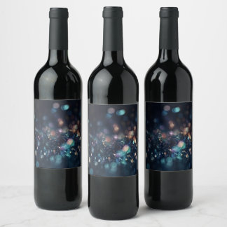 Étiquette Pour Bouteilles De Vin Ajoutez votre propre texte - Bokeh foncé paillette