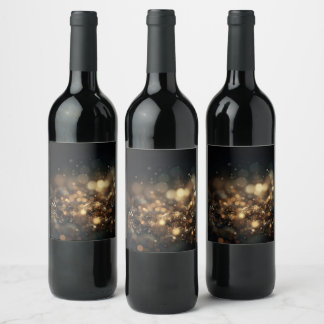 Étiquette Pour Bouteilles De Vin Ajoutez votre propre texte - Paillettes Bokeh Or