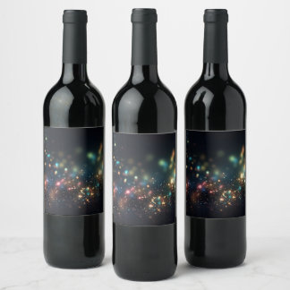 Étiquette Pour Bouteilles De Vin Ajoutez votre propre texte - Paillettes colorées