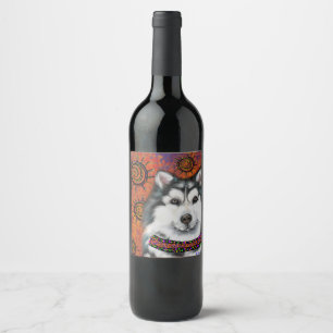 ÉTIQUETTE POUR BOUTEILLES DE VIN ALASKAN MALAMUTE