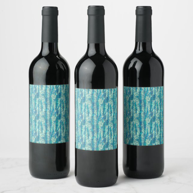 Étiquette Pour Bouteilles De Vin Algodão semi pixelado num mix de ciano e turquesa (Bouteilles)