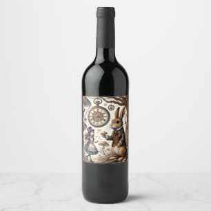 Étiquette Pour Bouteilles De Vin alice au pays des merveilles lapin blanc