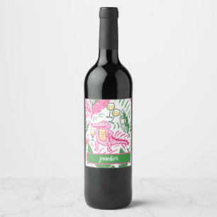 Étiquette Pour Bouteilles De Vin Alligator Vin rose vert Preppy Personnalisé