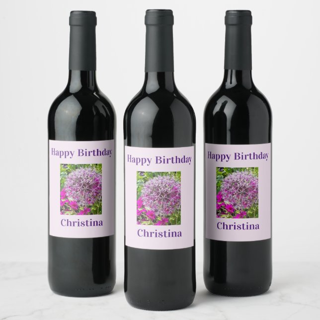 Étiquette Pour Bouteilles De Vin Allium & Fleurs d'été (Bouteilles)
