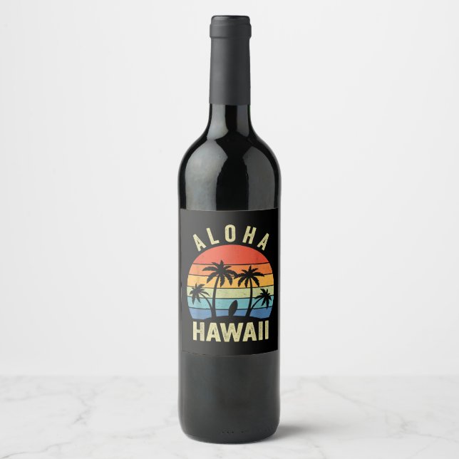 Étiquette Pour Bouteilles De Vin Aloha Hawaii Hawaii Island Shirt Palm Beach Surf (Devant)