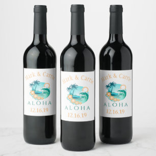 Étiquette Pour Bouteilles De Vin Aloha Tropical Personnalisé