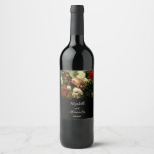 Étiquette Pour Bouteilles De Vin Ambiance romantique foncé élégant fleurs florales