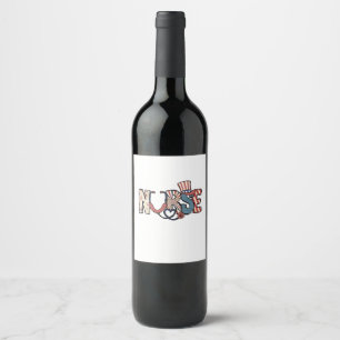 Étiquette Pour Bouteilles De Vin American Nurse 4 juillet Patriotic USA Flag Nurs