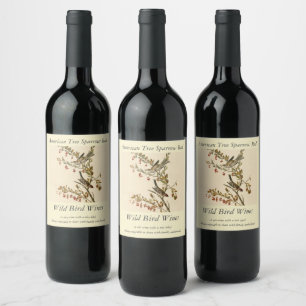 Étiquette Pour Bouteilles De Vin American Tree Sparrow, les oiseaux d'Amérique d'Au