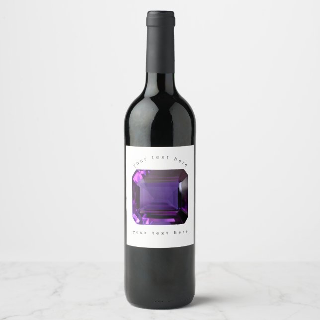 Étiquette Pour Bouteilles De Vin Amethyst Gemstone Purple (Devant)