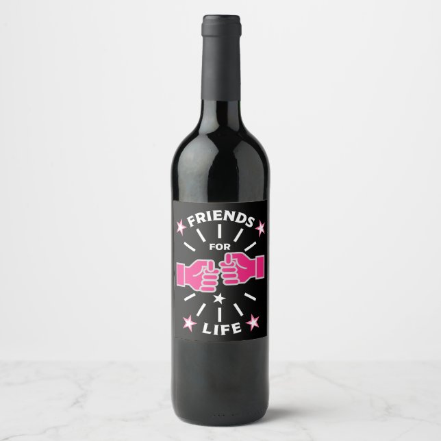 Étiquette Pour Bouteilles De Vin Amis De La Vie (Devant)