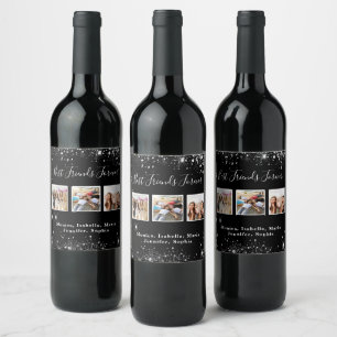 Étiquette Pour Bouteilles De Vin Amis pour toujours photo poussière de paillettes a