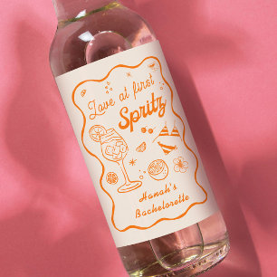 Étiquette Pour Bouteilles De Vin Amour au premier Spritz enterrement de vie de jeun