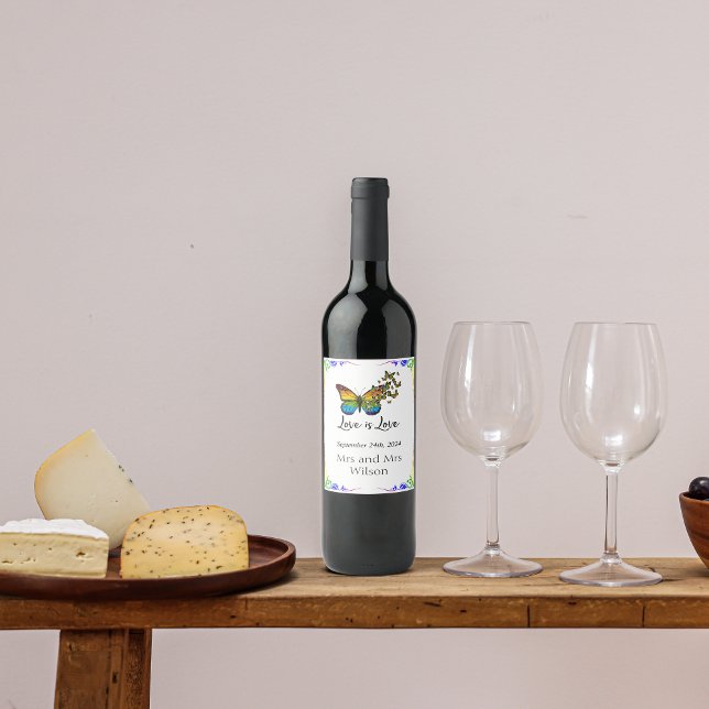 Étiquette Pour Bouteilles De Vin Amour est Amour Rainbow Thème Mariage Vin Étiquett (Créateur téléchargé)