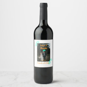 Étiquette Pour Bouteilles De Vin Amour & merci mariage couple photo moderne ajouter